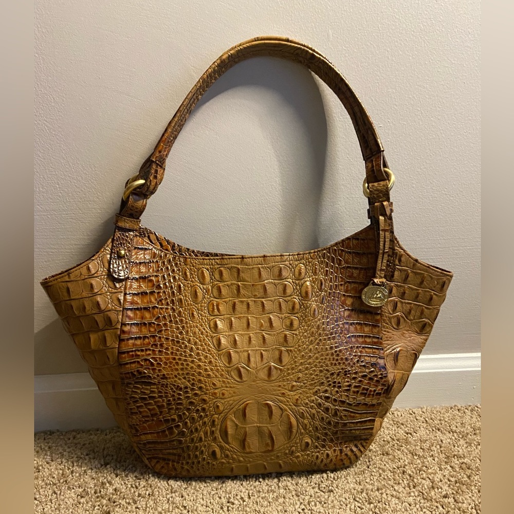 Brahmin Open Top Toasted Melbourne Retro Double Strap Carla Market Tote
